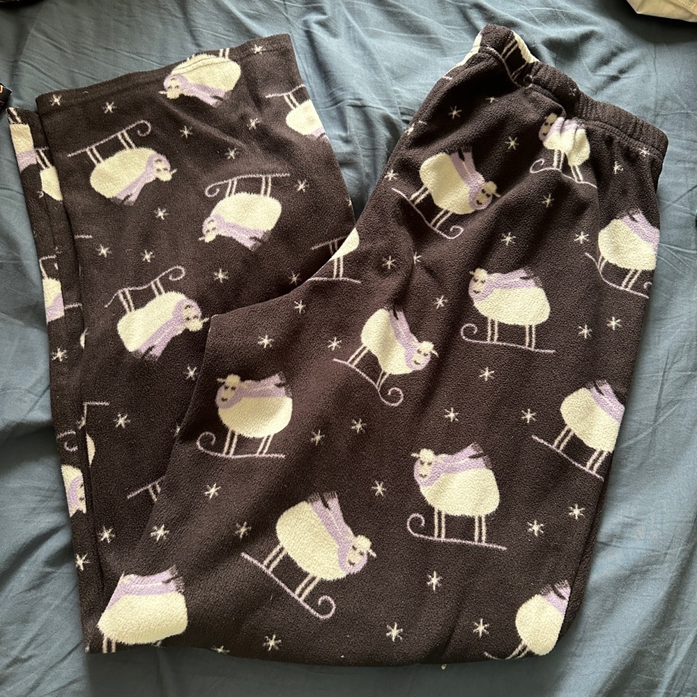 Croft and Barrow Womens Black and Purple Winter PJ Bottoms size M GUC